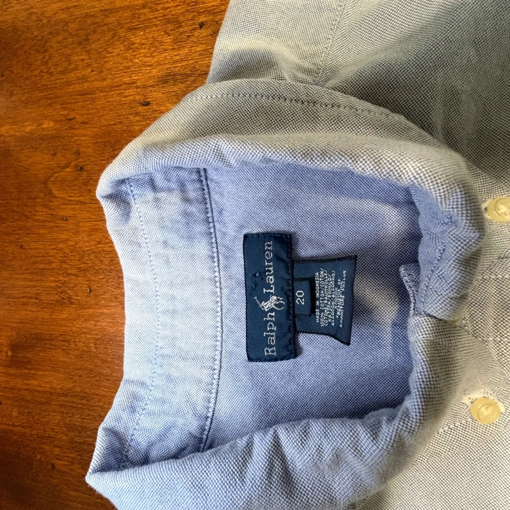 Ralph Lauren  Shirt Light Blue, Size 20 Y, 100% Cotton